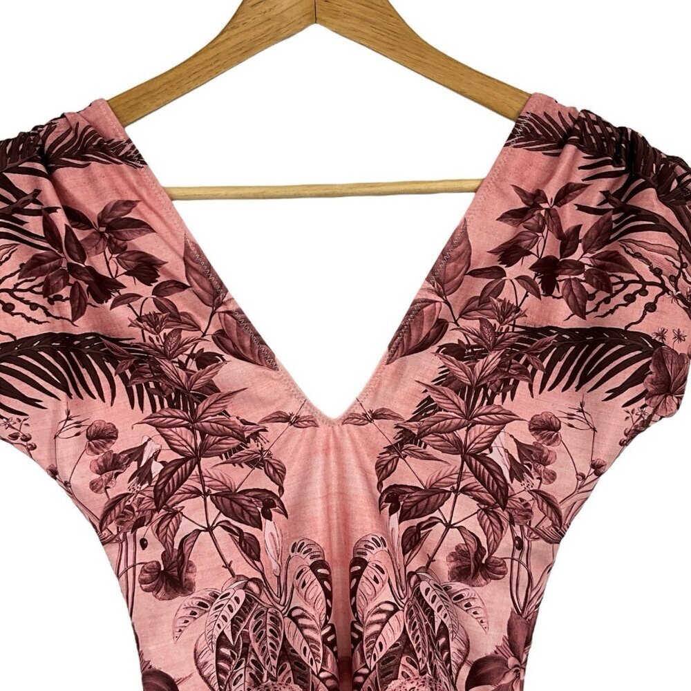 NWT Carolina K Liset One Piece Swimsuit Sepia Jungle Deep V Neck Back Size XS - Picture 5 of 10